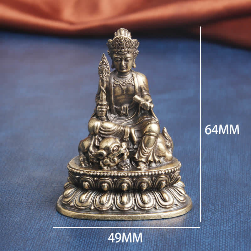 Manjusri Bodhisattva Copper Statue – Front view serene wisdom face, scholarly mindfulness gift