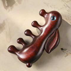 Red & Green Sandalwood Bunny Massage Comb, image 3