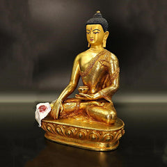 Shakyamuni Medicine Buddha Statue – copper base with gold layer detail, shakyamuni statue luxury finish
