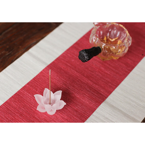 Lotus Liuli Incense Burner – blush pink bloom beside glass teacup, Gentle