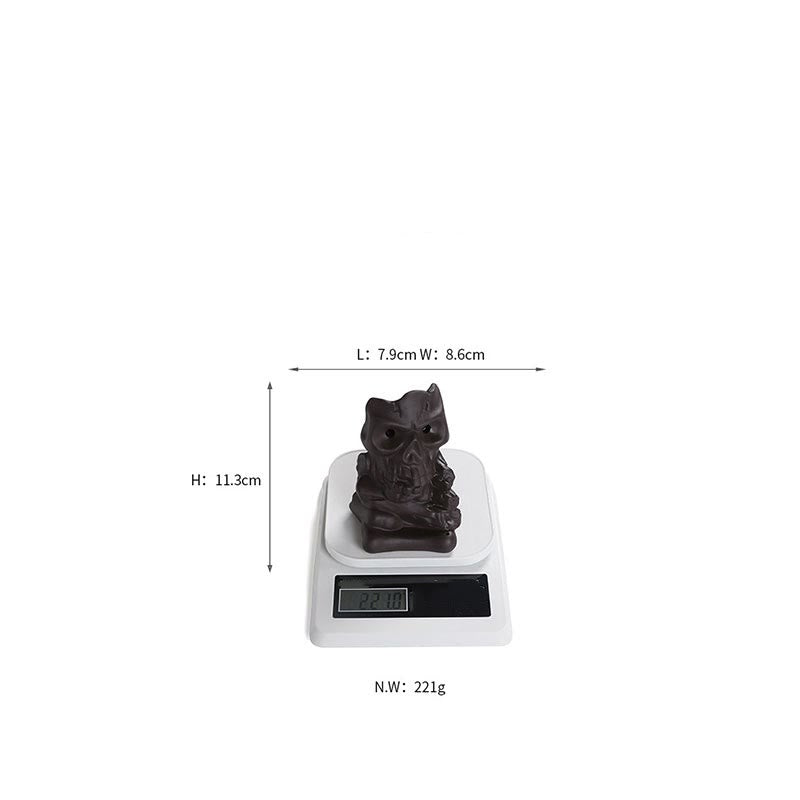 Skull Head Purple Clay Incense Burner