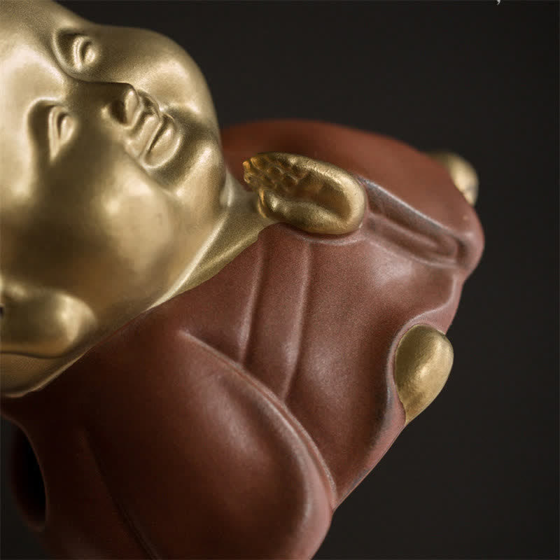 Ceramic Laughing Buddha – rounded form joyful smile, healing aroma meditation accessory