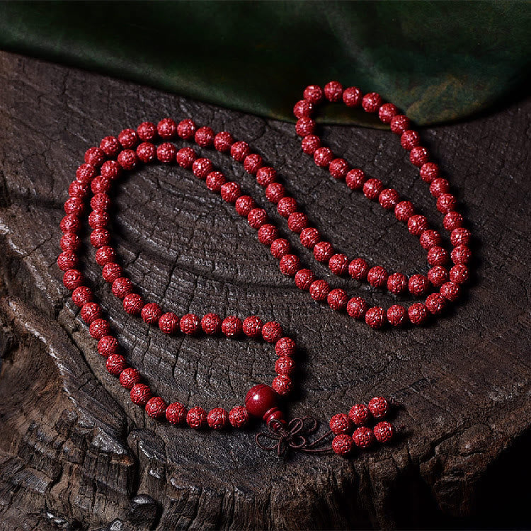 108 Mala Beads Cinnabar Om Mani Padme Hum Bracelet Secondary image