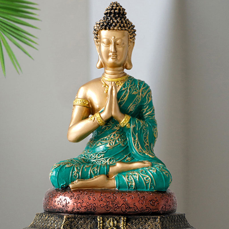 Meditating Buddha Statue – classic lotus position resin craft, peaceful bedroom decor