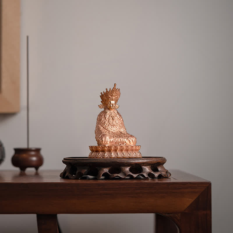 Shakyamuni Compassion Copper Statue – back view ushnisha and robe texture, copper patina antique finish