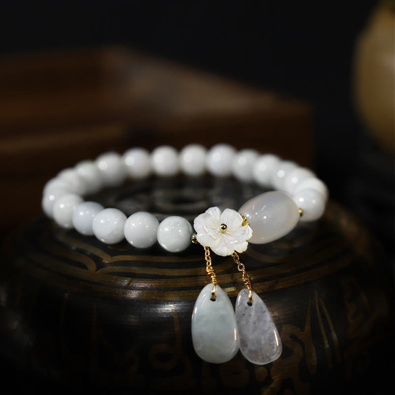 Natural White Jade Luck Bracelet, image 5, healing bracelet