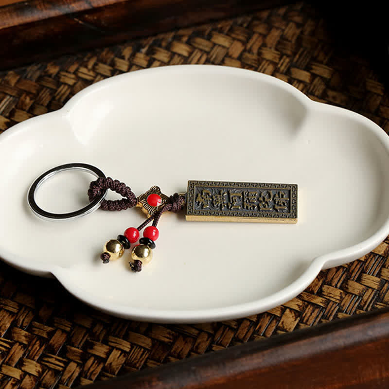 Namo Amitabha Peace Blessing Keychain – Miniature Buddha mantra keyring for protection, Buddhist devotion gift