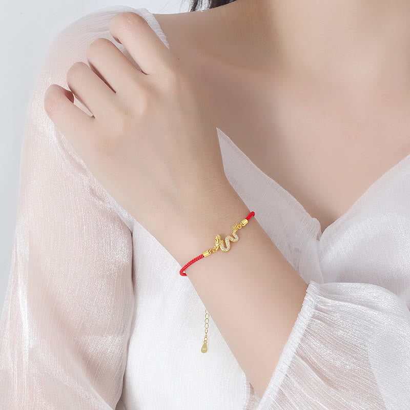 925 Silver Dragon Bracelet - Red cord dragon on wrist near shoulder, sheer fabric, elegant wear