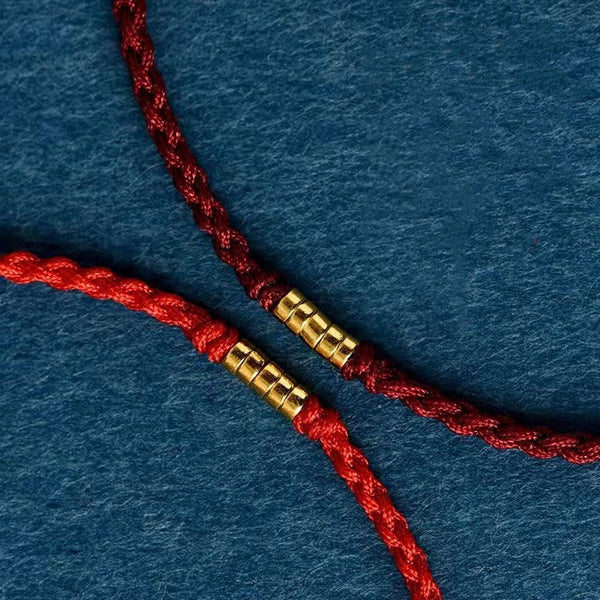 925 Sterling Silver Lucky Gold Bead Braided Bracelet – Red / Anklet(Anklet Circumference 16-26cm), image 4, healing bracelet