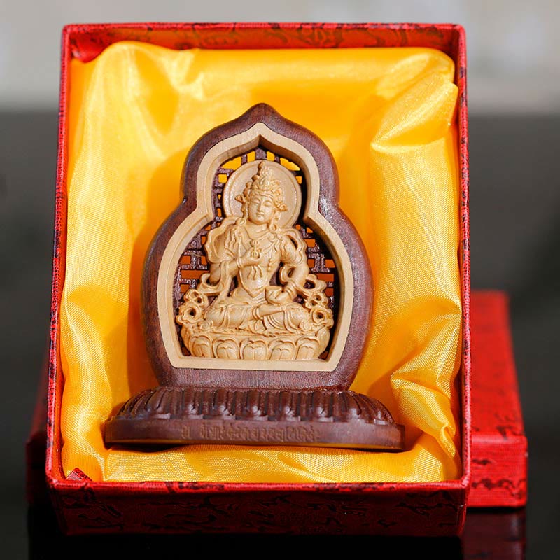 Vajrasattva Compassion Statue – detailed robe engraving peaceful face, wood Buddhist home accent