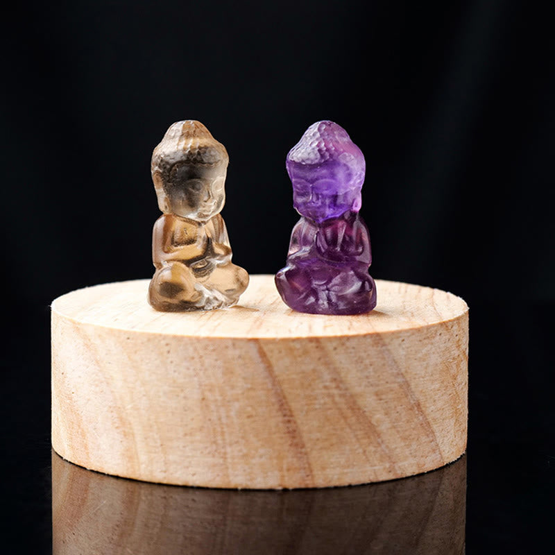 Crystal Buddha Necklace Amethyst Citrine Healing Pendant Spiritual Decoration – faceted amethyst head, elegant boho pendant