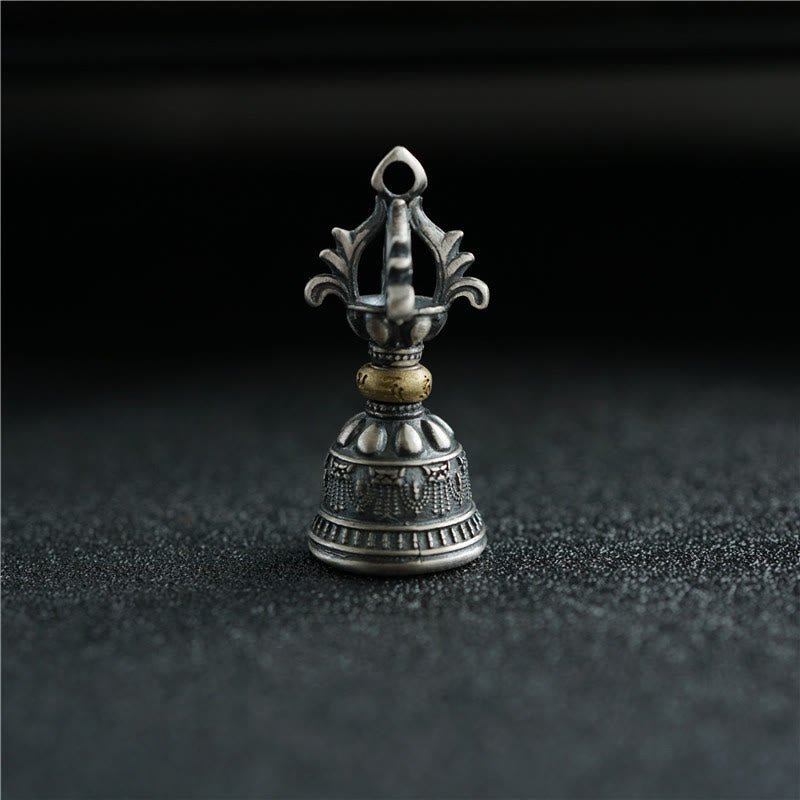 925 Silver Dorje Bell Vajra Om Mani Padme Hum Pendant Secondary image