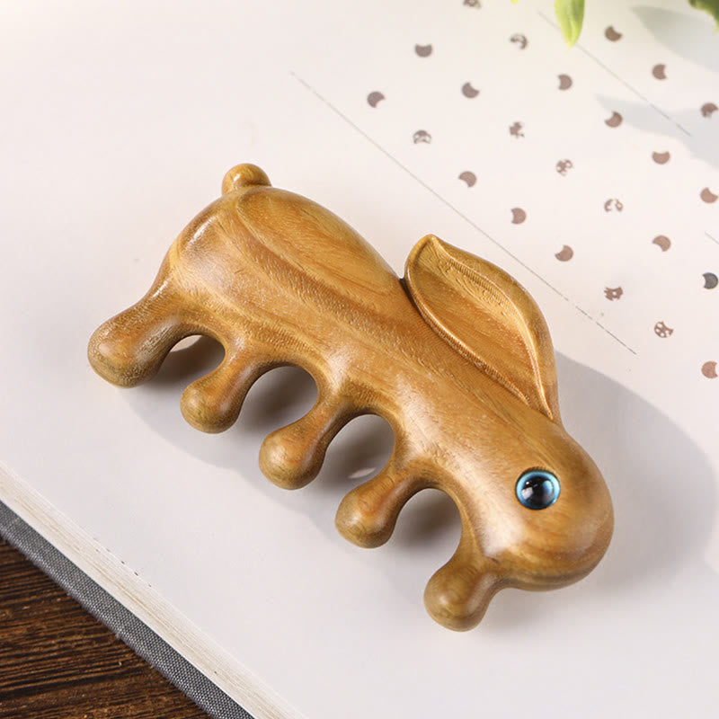 Red & Green Sandalwood Bunny Massage Comb, image 10