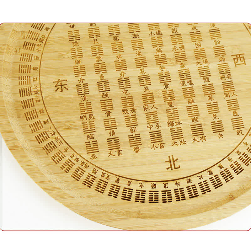 Feng Shui Bamboo Bagua Map – Close-up hexagram engraving detail, bamboo feng shui decor