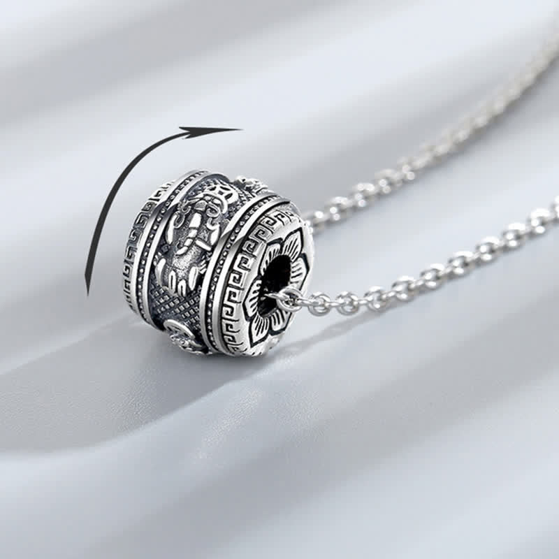 PiXiu Luck Wealth Rotatable Necklace Pendant – rotating feature demonstration with arrow, lucky wealth pendant