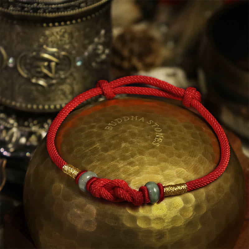 Red String Jade Fortune Knot Braided Couple Bracelet, image 5, healing bracelet