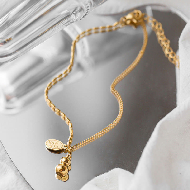 18K Gold Lucky Gourd Wealth Buckle Anklet, image 6