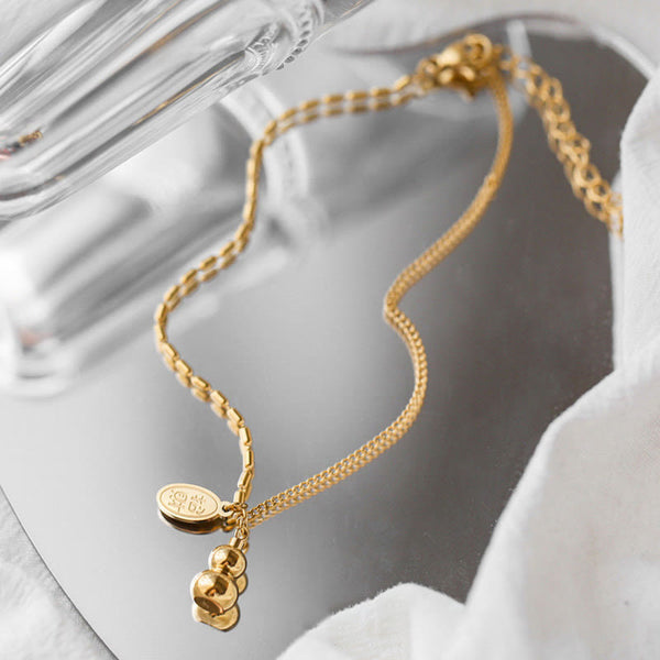 18K Gold Lucky Gourd Wealth Buckle Anklet, image 6