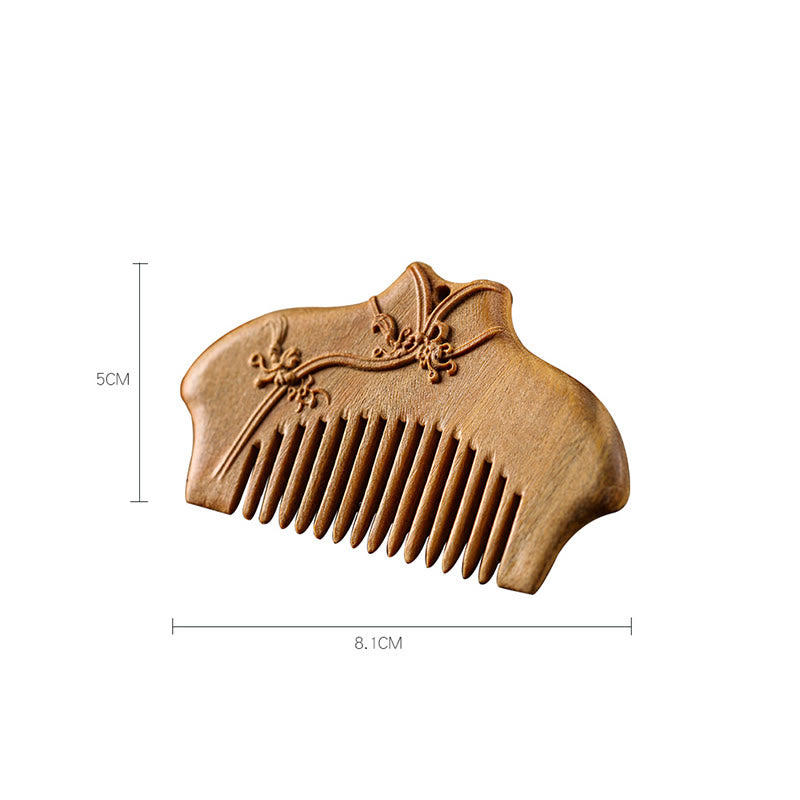 Green Sandalwood Flower Engraved Comb, image 10