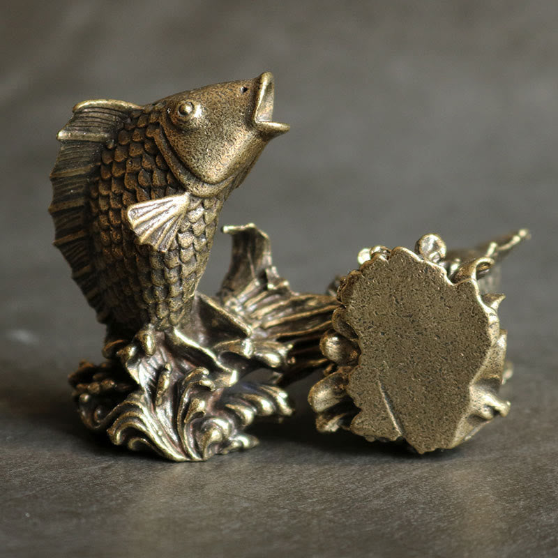 Copper Koi Fish Decor – Side profile curved form, artisan copper koi figurine