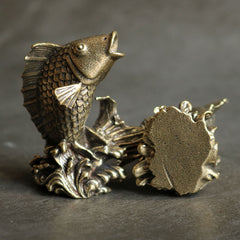 Copper Koi Fish Decor – Side profile curved form, artisan copper koi figurine