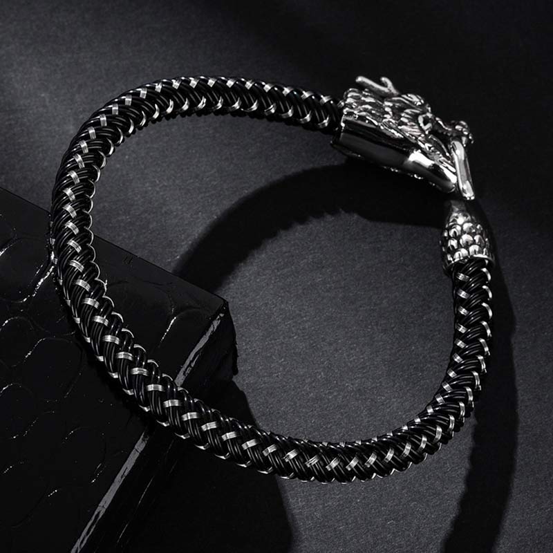 Dragon Protection Bracelet - Dragon terminals displayed on dark minerals, Edgy