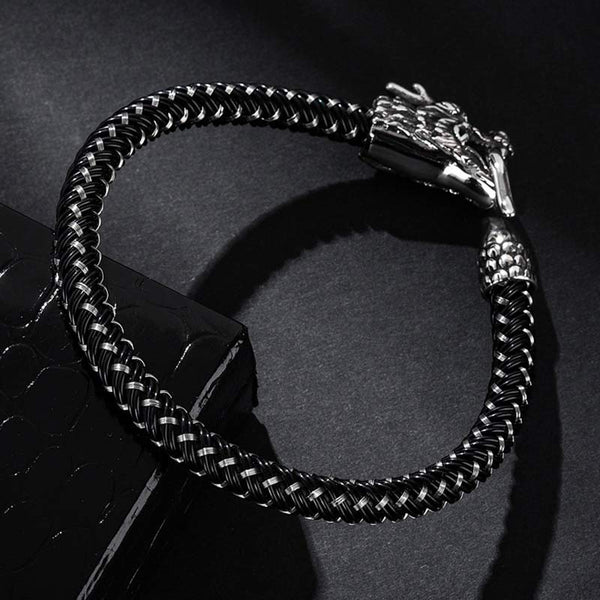 Dragon Protection Bracelet - Dragon terminals displayed on dark minerals, Edgy
