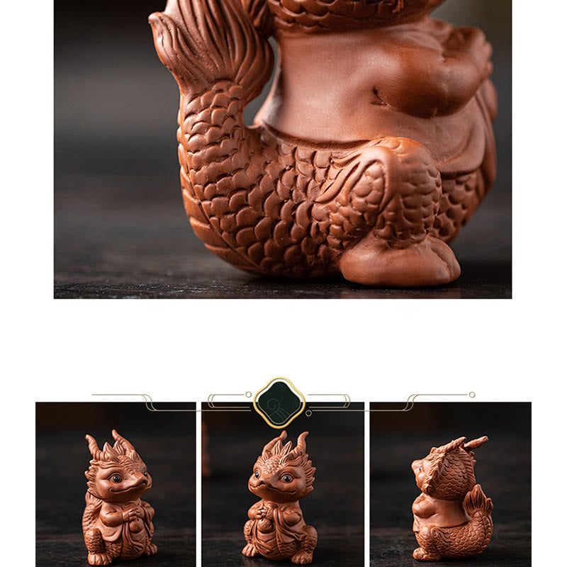 Luck Dragon Tea Pet - mythical creature with offering basket, traditional fortune bearer