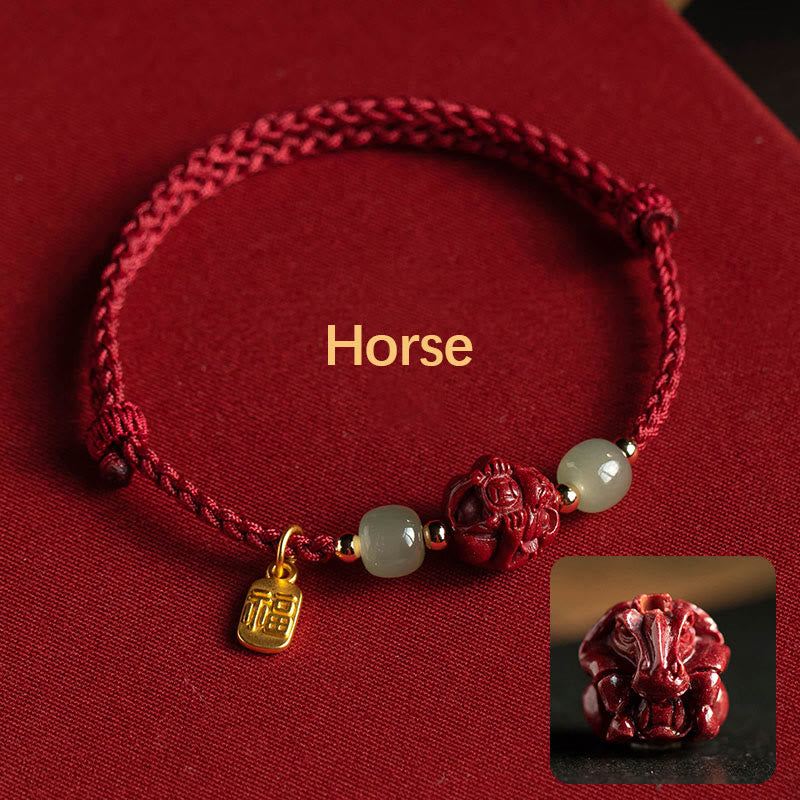 Cinnabar Hetian Jade Chinese Zodiac Bracelet – Monkey(Wrist Circumference 14-18cm), image 9, healing bracelet