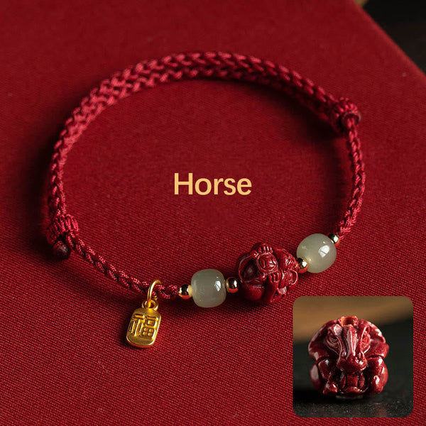 Cinnabar Hetian Jade Chinese Zodiac Bracelet – Monkey(Wrist Circumference 14-18cm), image 9, healing bracelet