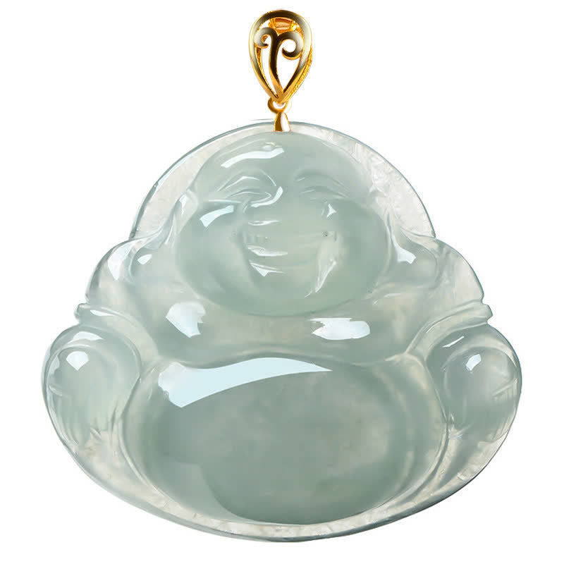Laughing Buddha Jade Pendant Necklace – Rich green tones from natural mineral, luxury pendant