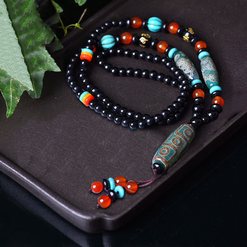 Nine-Eye Dzi Dragon Protection Necklace | Wisdom & Peace