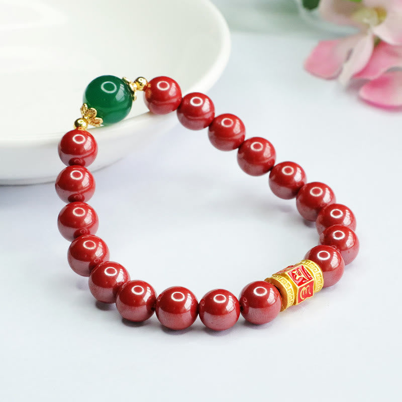 Cinnabar Green Agate Om Mani Padme Hum Bracelet Secondary image