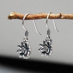 925 Sterling Silver Lotus Flower Enlightenment Earrings alternate angle display