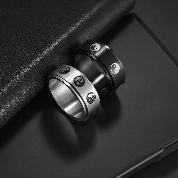 Yin Yang Titanium Steel Rotatable Ring