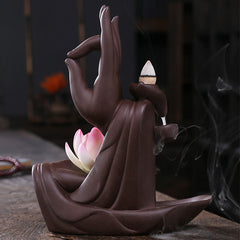 Tibetan Lotus Incense Burner – Backflow smoke waterfall effect, calming decor