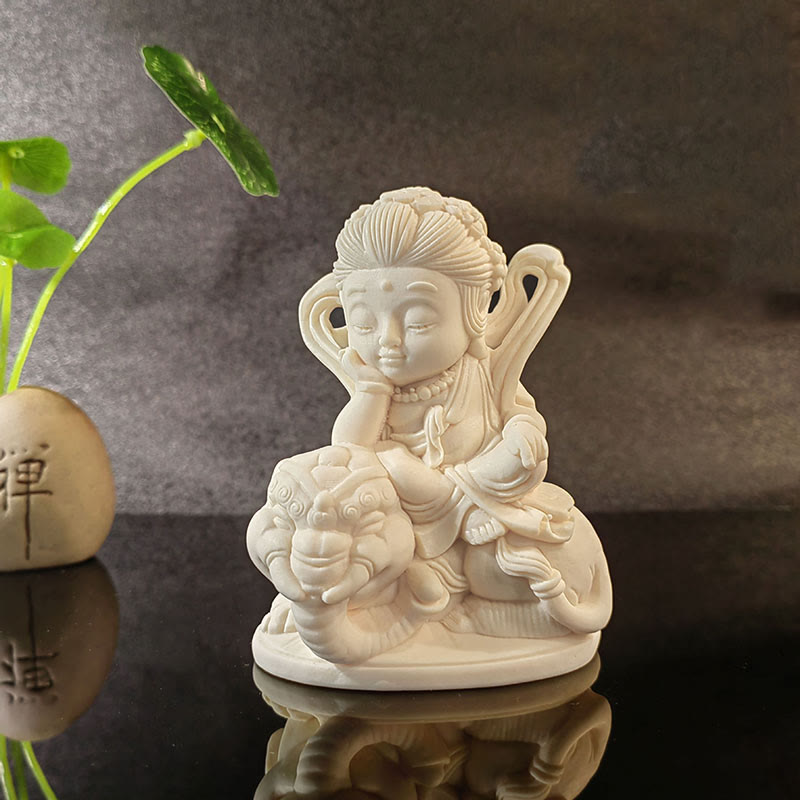 Mini Ivory Fruit Buddha Lotus Serenity Desk Decoration – Refined miniature sage on lotus throne, serene office tabletop piece