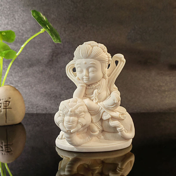 Mini Ivory Fruit Buddha Lotus Serenity Desk Decoration – Refined miniature sage on lotus throne, serene office tabletop piece