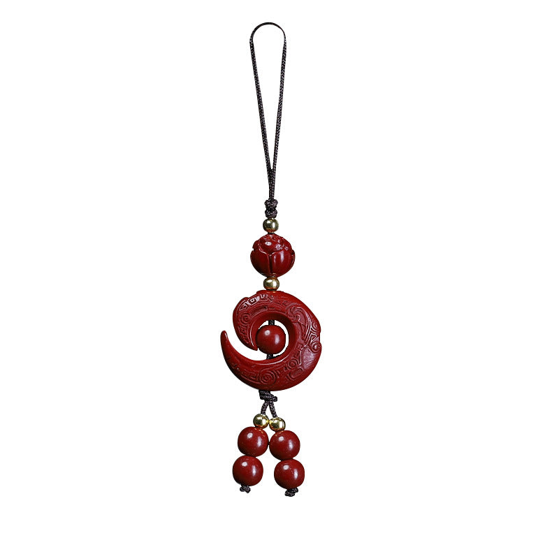 Vermilion Cinnabar Phone Charm, detail shot