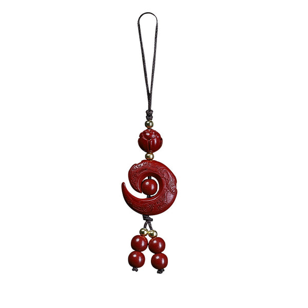 Vermilion Cinnabar Phone Charm, detail shot