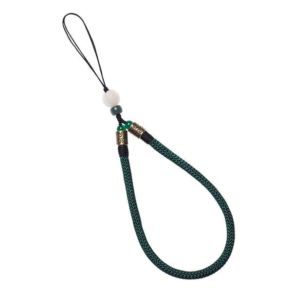 Lotus Bodhi Lanyard – Green braided lanyard product shot on pure white background, clean lotus bodhi phone strap image