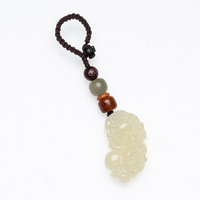 Jade Pi Xiu Keychain for Wealth and Car Protection, alternate angle, lucky charm