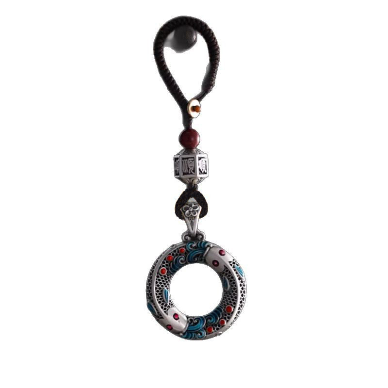 Artisan Enamel Koi Keychain, lifestyle shot, lucky charm