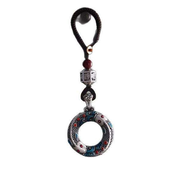 Artisan Enamel Koi Keychain, lifestyle shot, lucky charm