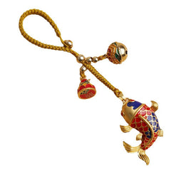 Golden Koi Fish Keychain, side view, lucky charm