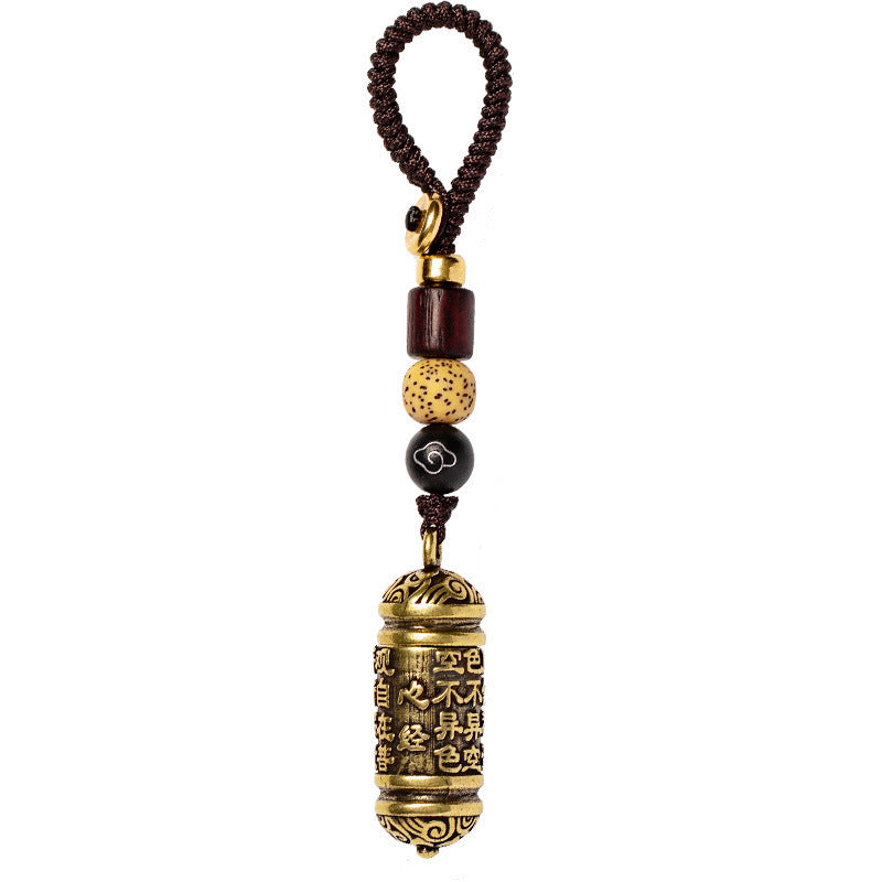 Tibetan Om Mani Padme Hum Brass Car Ornament, alternate angle