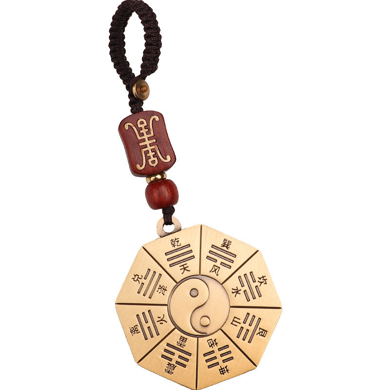 Taiji Bagua Brass Amulet Keychain, image 11, lucky charm