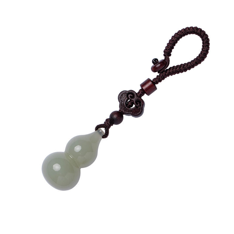 Jade Gourd Sandalwood Car Keychain, lifestyle shot, lucky charm