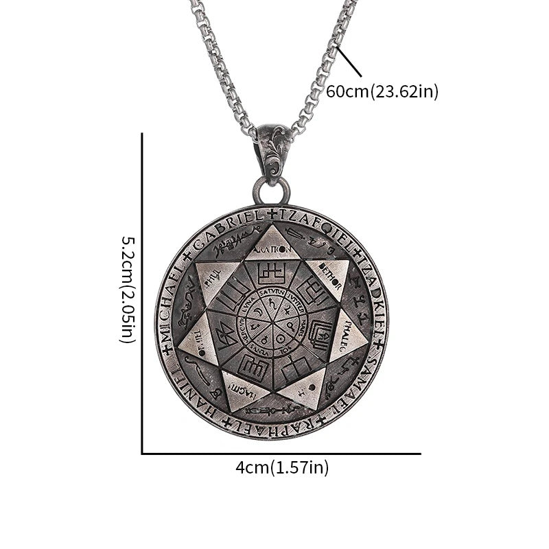 Seven Archangels Pendant – Large seal front view with measurements 5.2x4cm, archangel protection necklace