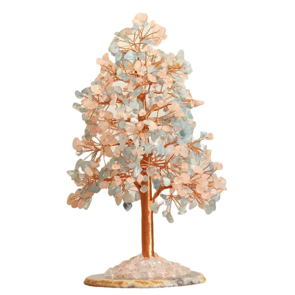 Crystal Money Tree – Pink blue mix isolated white, Feng Shui wealth crystal